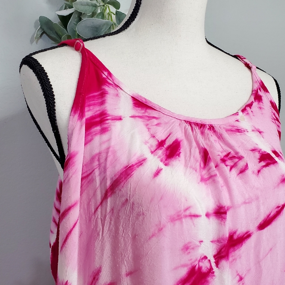 Riviera Sun Tie-Dye Maxi Dress Size 1X Beautiful Pink Fuchsia Flowy - Picture 8 of 10